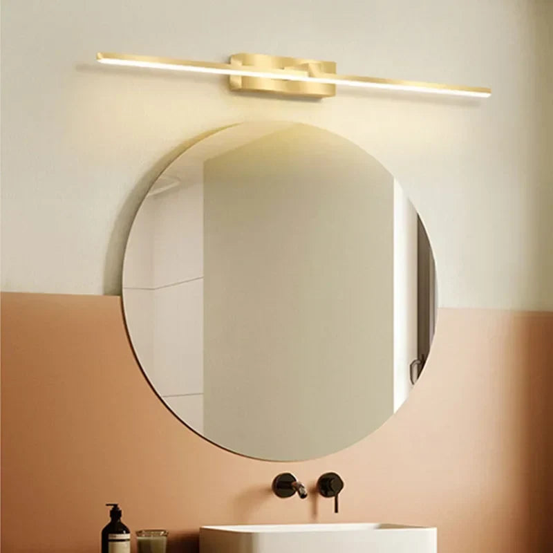 Modern Gold LED Wall Lamp – Bathroom Mirror Light with Touch Switch for Bedroom, Living Room, and Vanity Lighting | Madigas