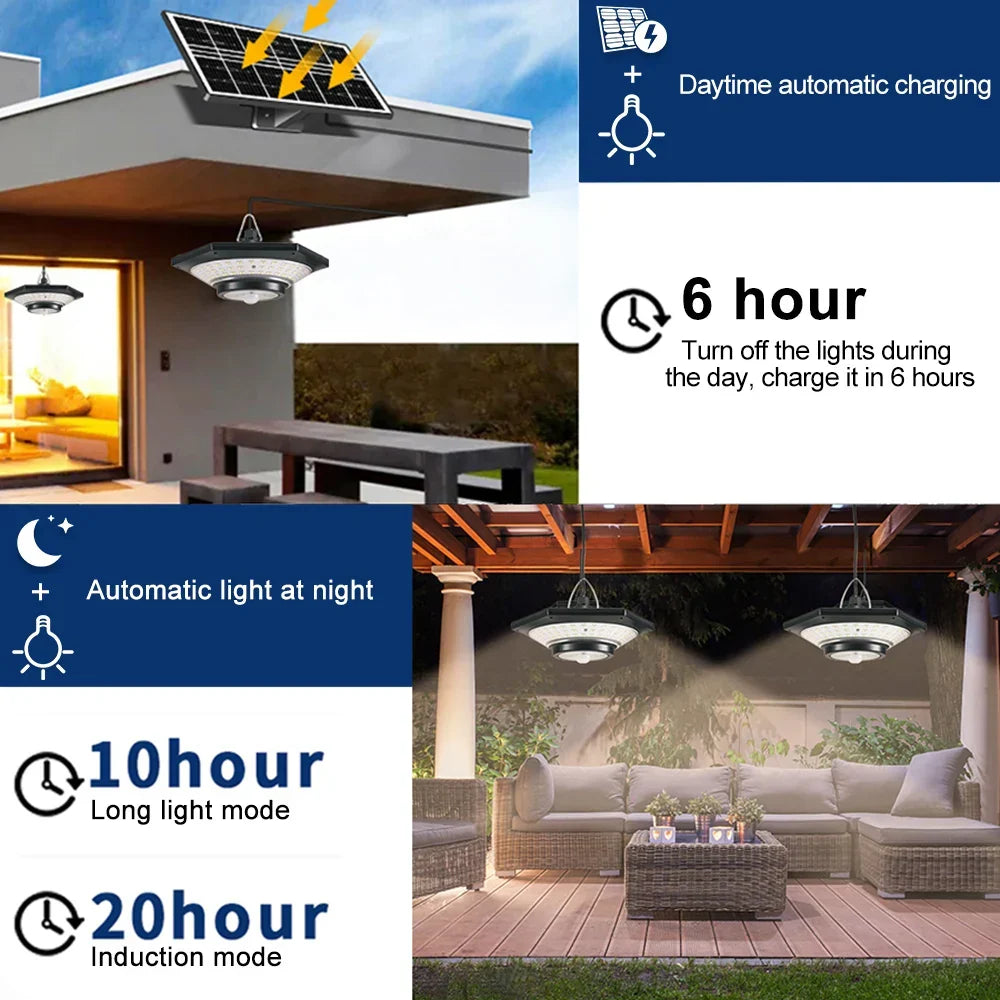 228 LED Solar Ceiling Light | 360° Light Angle | With Remote Control & Motion Sensor | 4400mAh Battery