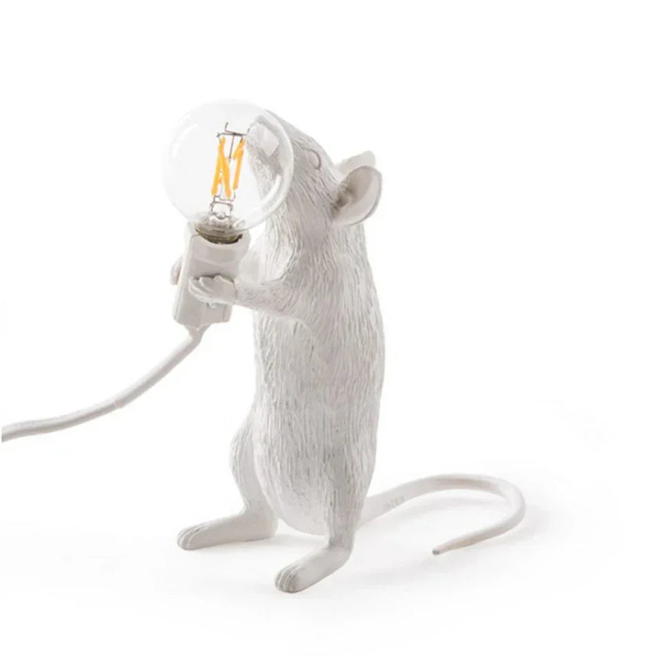 Modern LED Animal Table Lamps: Resin Rat, Cat and Squirrel Night Lights