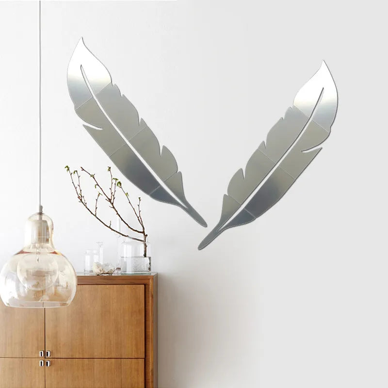 Madigas | 3D Feather Art Mirror Wall Sticker