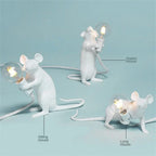 Modern LED Animal Table Lamps: Resin Rat, Cat and Squirrel Night Lights