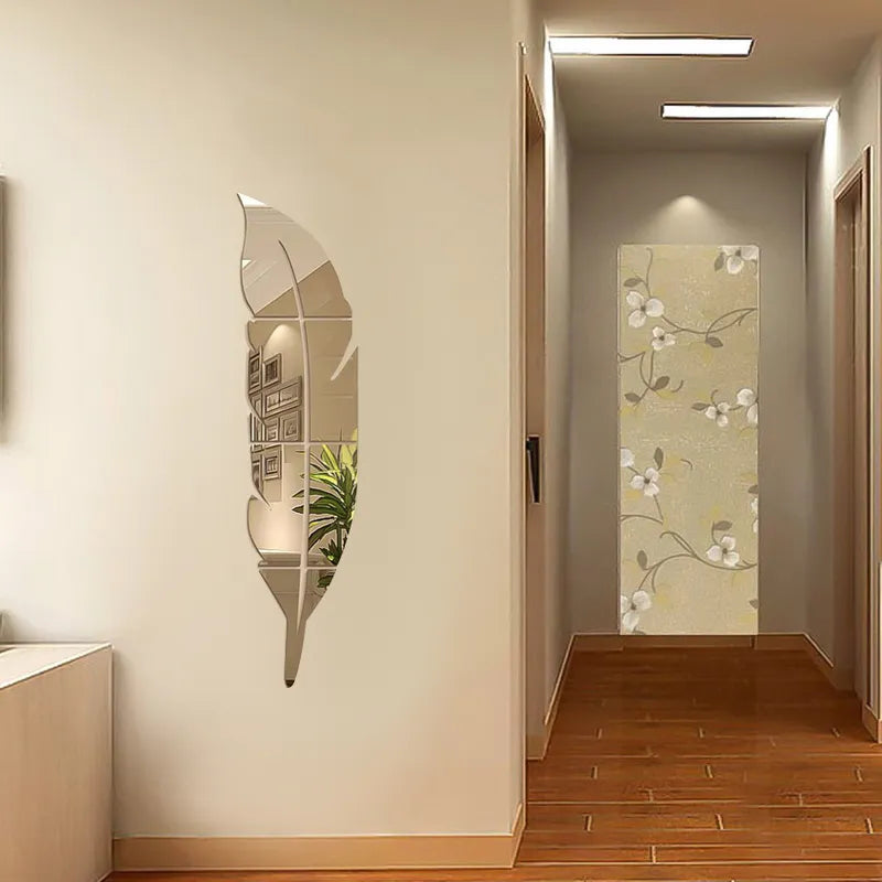 Madigas | 3D Feather Art Mirror Wall Sticker