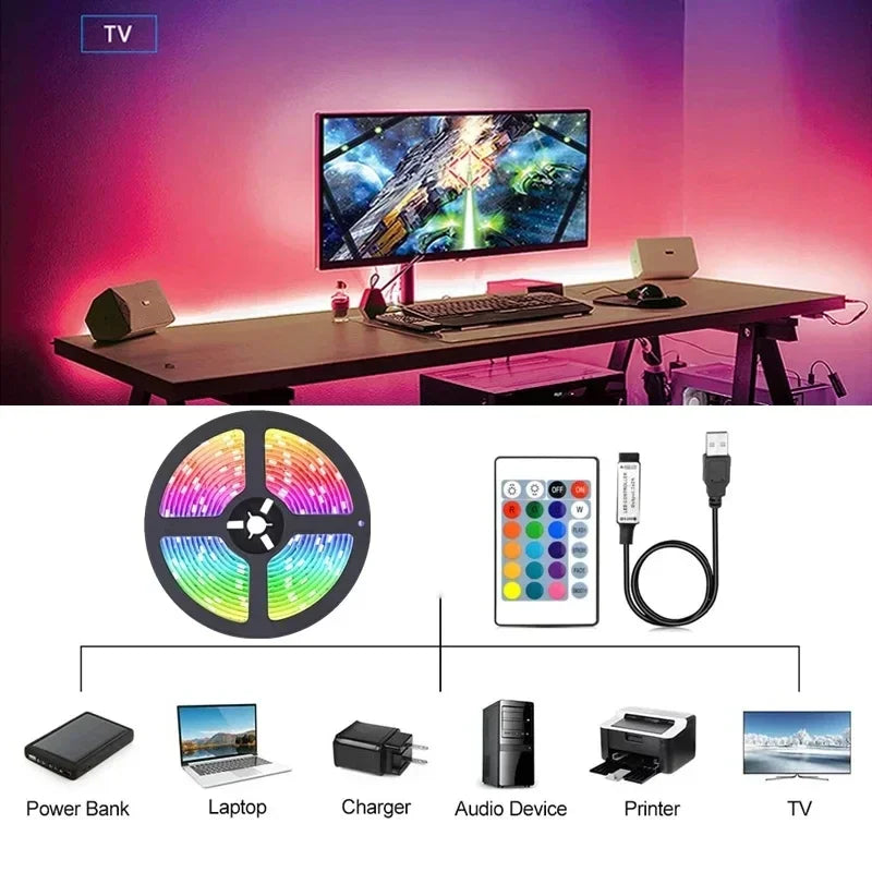 USB RGB LED Strip Lights with App Control for Room & TV Ambient Lighting Decor