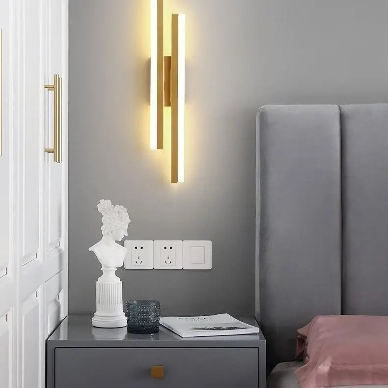 Modern LED Wall Light: Black/Gold Acrylic Room Decoration Light
