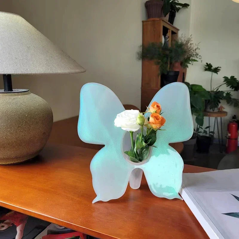Artistic Butterfly Clear Flower Vase