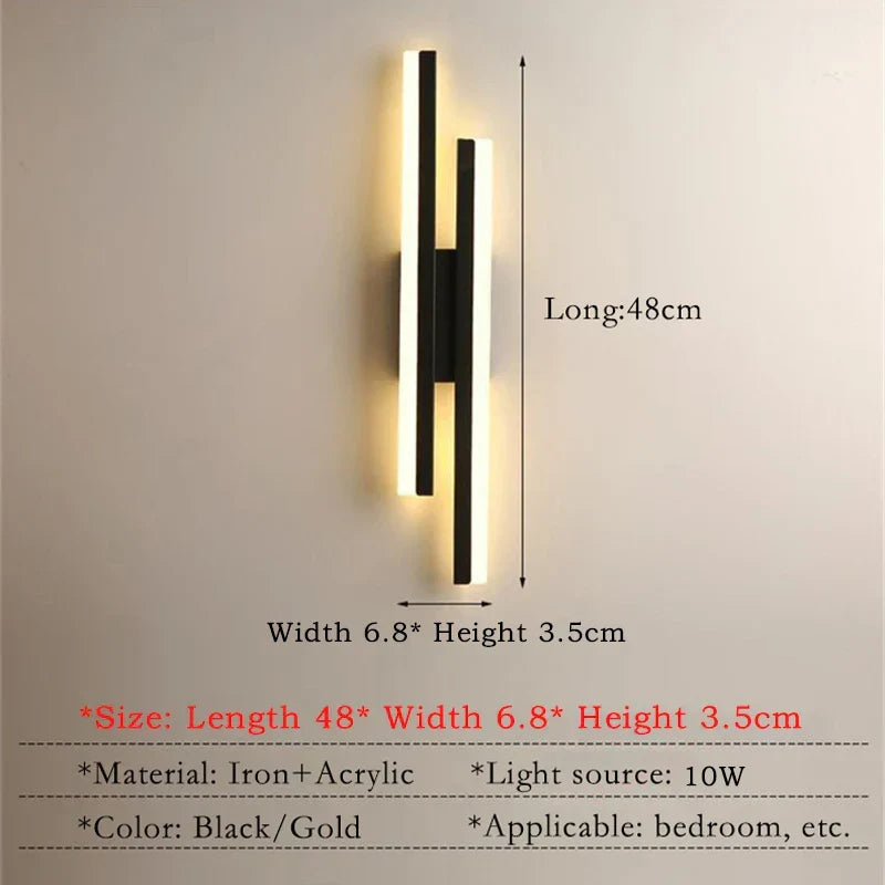 Modern LED Wall Light: Black/Gold Acrylic Room Decoration Light