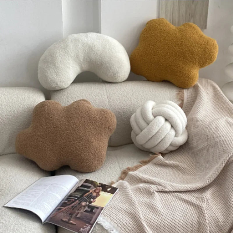 Nordic Bouclé Abstract Cushion – Minimalist Plush Pillow | Madigas
