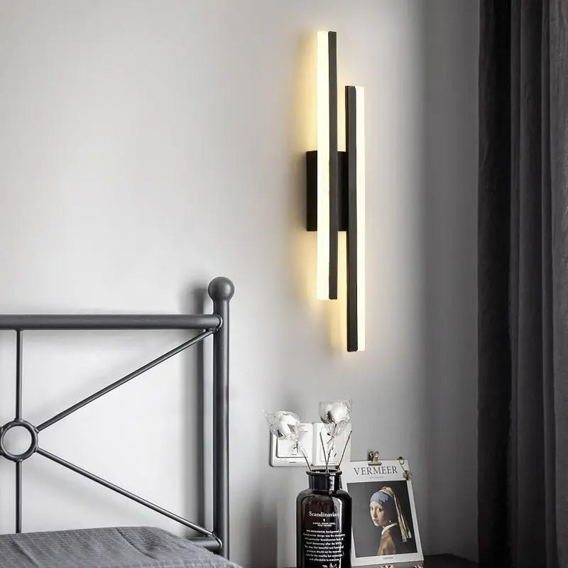 Modern LED Wall Light: Black/Gold Acrylic Room Decoration Light