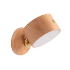 Simple wooden USB rechargeable touch magnetic LED night light wall sconces lamp