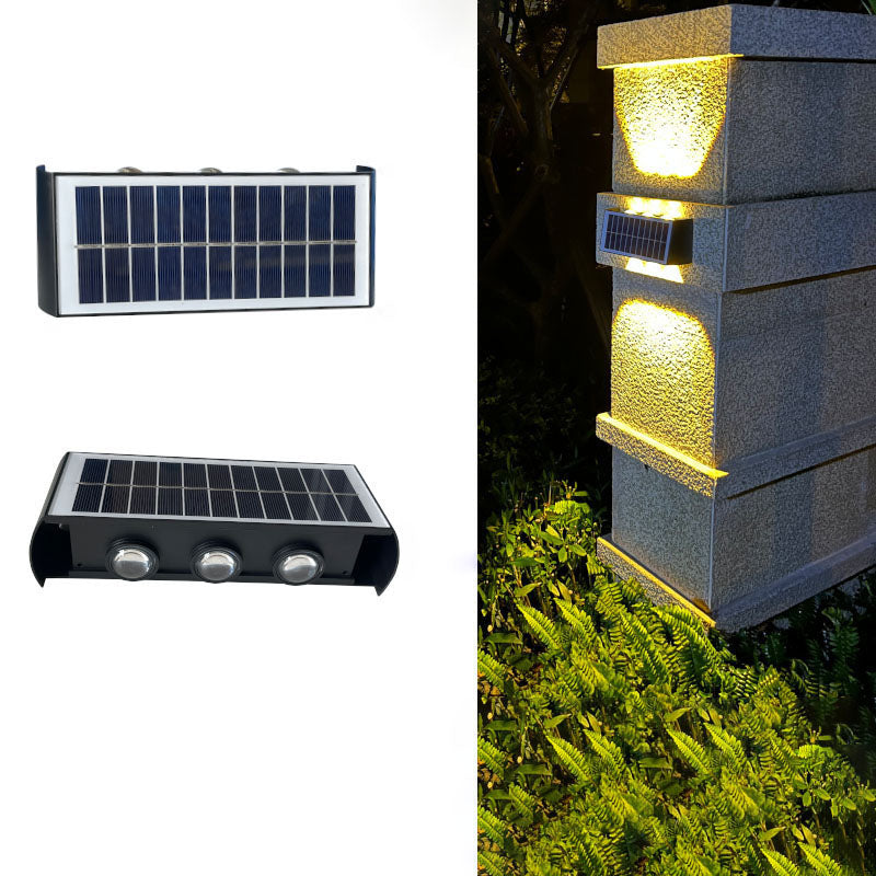 Modern simplicity solar waterproof rectangular ABS PMMA LED wall light lamp for outdoor terrace
