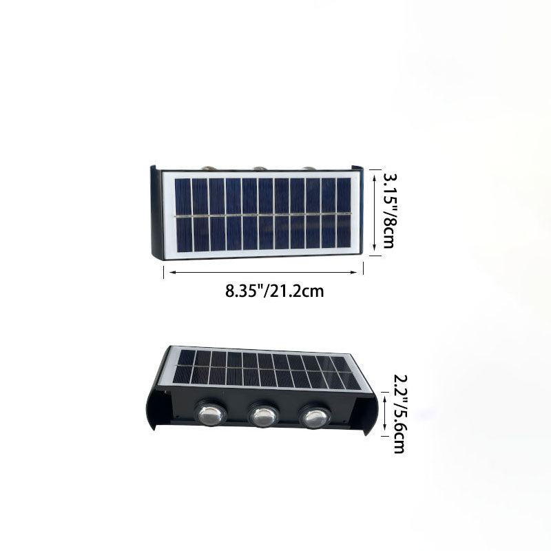 Modern simplicity solar waterproof rectangular ABS PMMA LED wall light lamp for outdoor terrace
