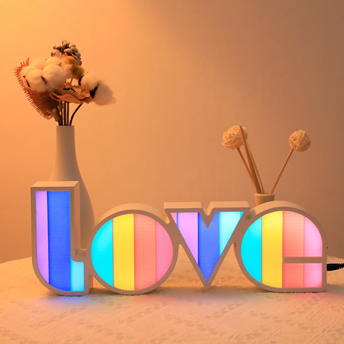Modern Art Deco waterproof PS LOVE letters LED table lamp for the bedroom