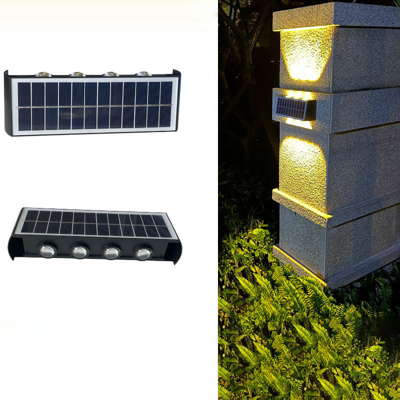 Modern simplicity solar waterproof rectangular ABS PMMA LED wall light lamp for outdoor terrace
