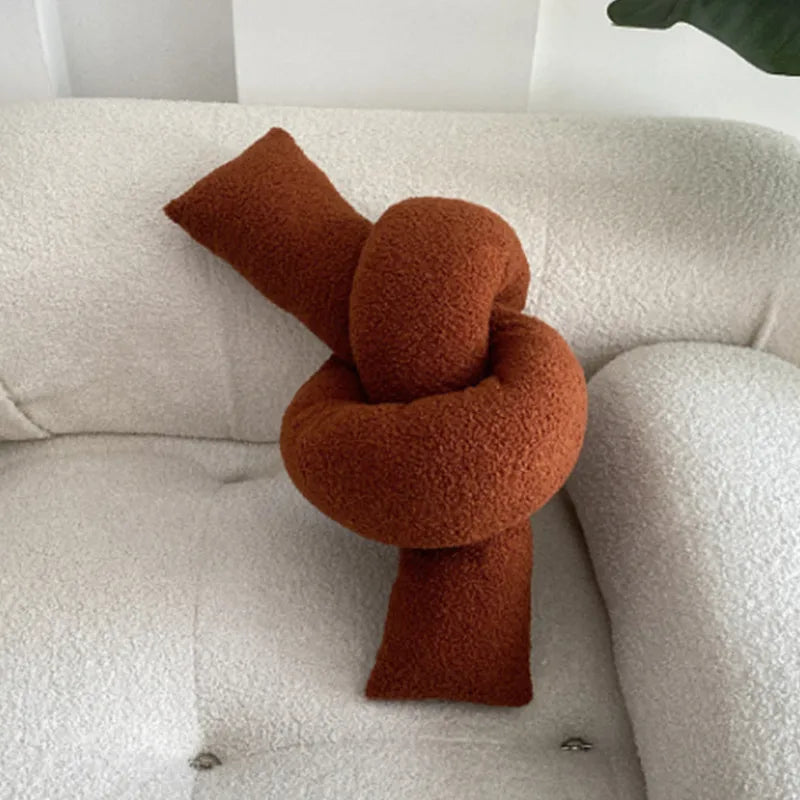 Nordic Bouclé Abstract Cushion – Minimalist Plush Pillow | Madigas