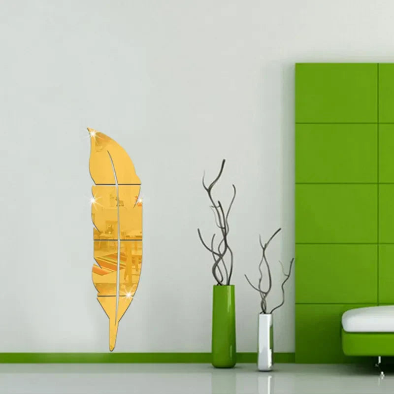 Madigas | 3D Feather Art Mirror Wall Sticker