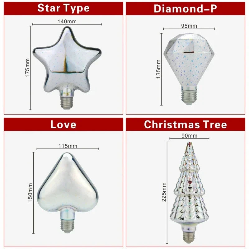 3D LED Lamp | Vintage Fireworks Effect Lamp with E27 Socket | 6W 85–265V | Decor, Party & Christmas Lighting | Auravia