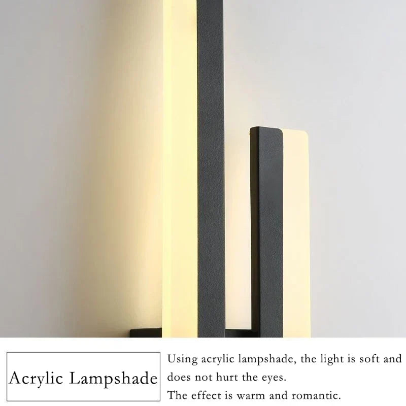 Modern LED Wall Light: Black/Gold Acrylic Room Decoration Light