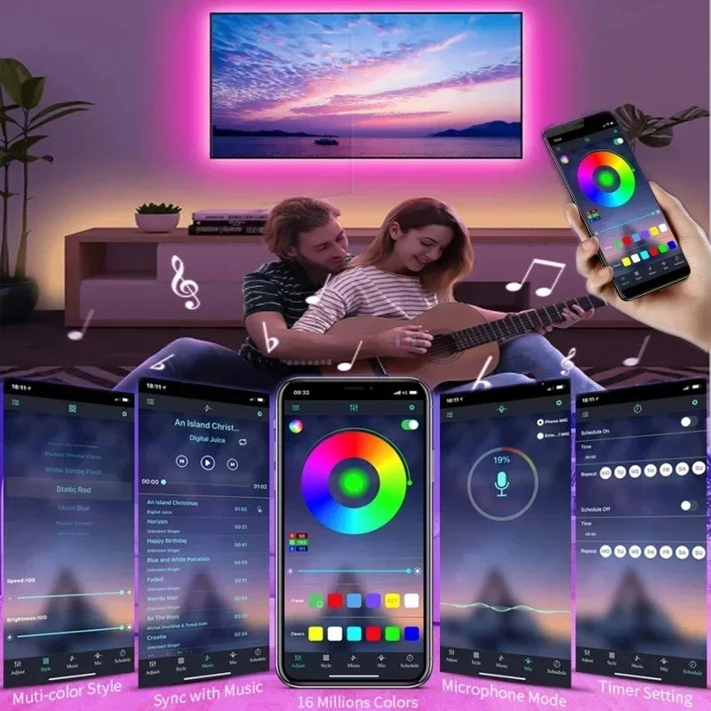 USB RGB LED Strip Lights with App Control for Room & TV Ambient Lighting Decor