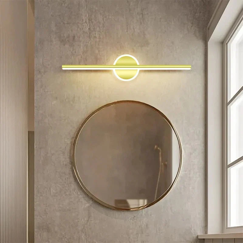 Madigas | LED Wall Light LineaLux | Black & Gold | 40/60/80 cm | Warm, Cold & Three-Color Light | Modern Mirror & Wall Lighting