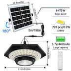 228 LED Solar Ceiling Light | 360° Light Angle | With Remote Control & Motion Sensor | 4400mAh Battery