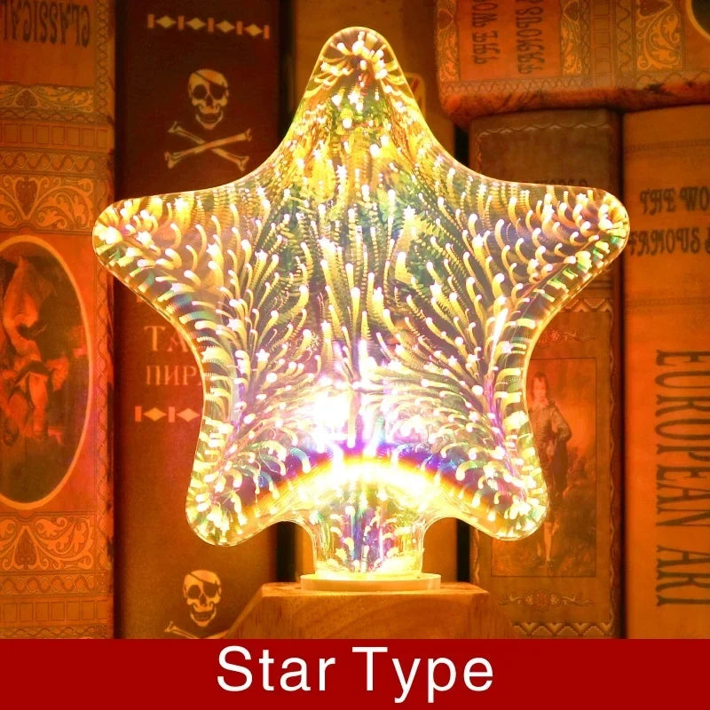 3D LED Lamp | Vintage Fireworks Effect Lamp with E27 Socket | 6W 85–265V | Decor, Party & Christmas Lighting | Auravia