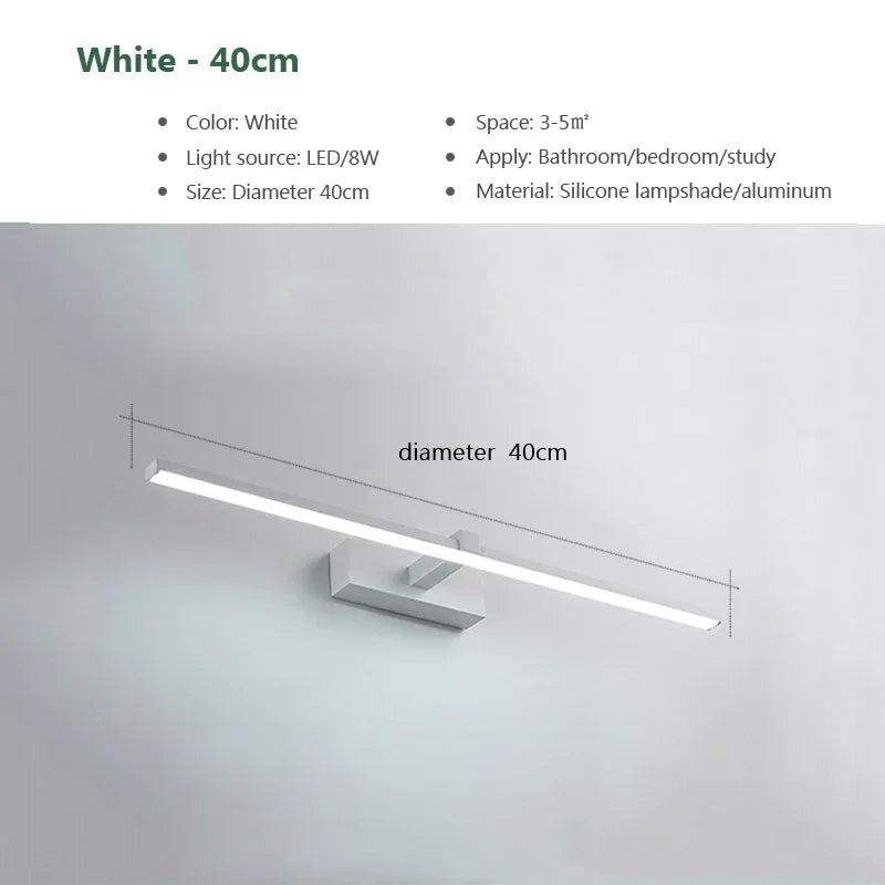 Modern Gold LED Wall Lamp – Bathroom Mirror Light with Touch Switch for Bedroom, Living Room, and Vanity Lighting | Madigas
