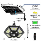 228 LED Solar Ceiling Light | 360° Light Angle | With Remote Control & Motion Sensor | 4400mAh Battery