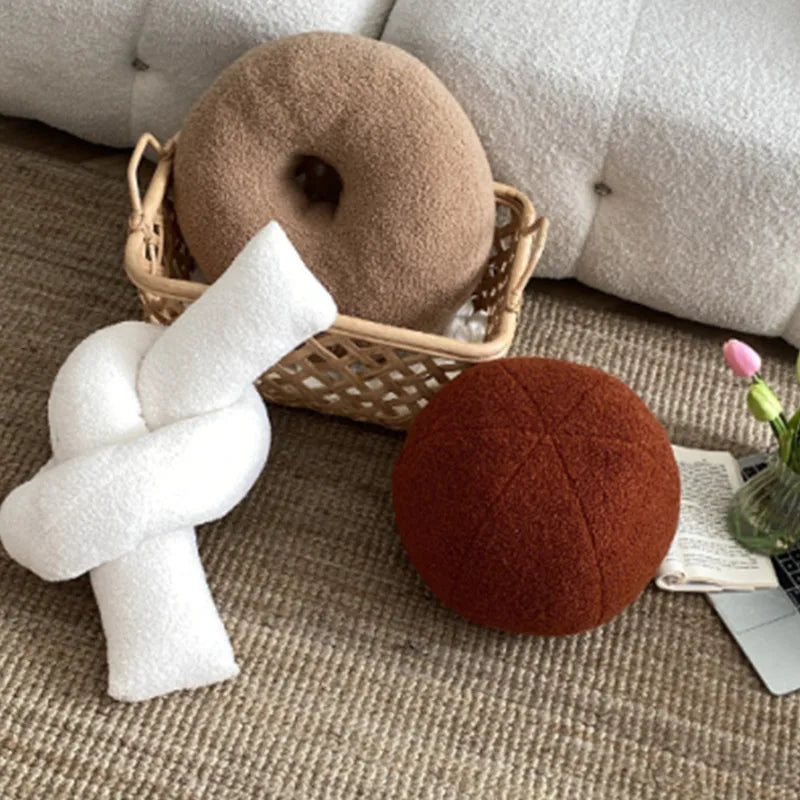 Nordic Bouclé Abstract Cushion – Minimalist Plush Pillow | Madigas