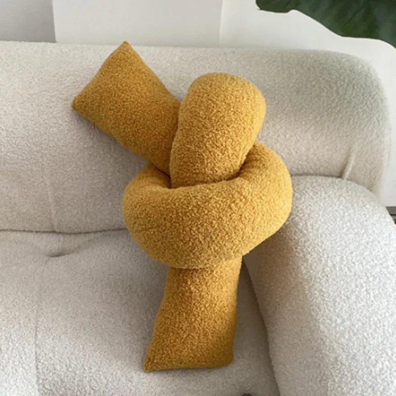 Nordic Bouclé Abstract Cushion – Minimalist Plush Pillow | Madigas