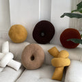 Nordic Bouclé Abstract Cushion – Minimalist Plush Pillow | Madigas