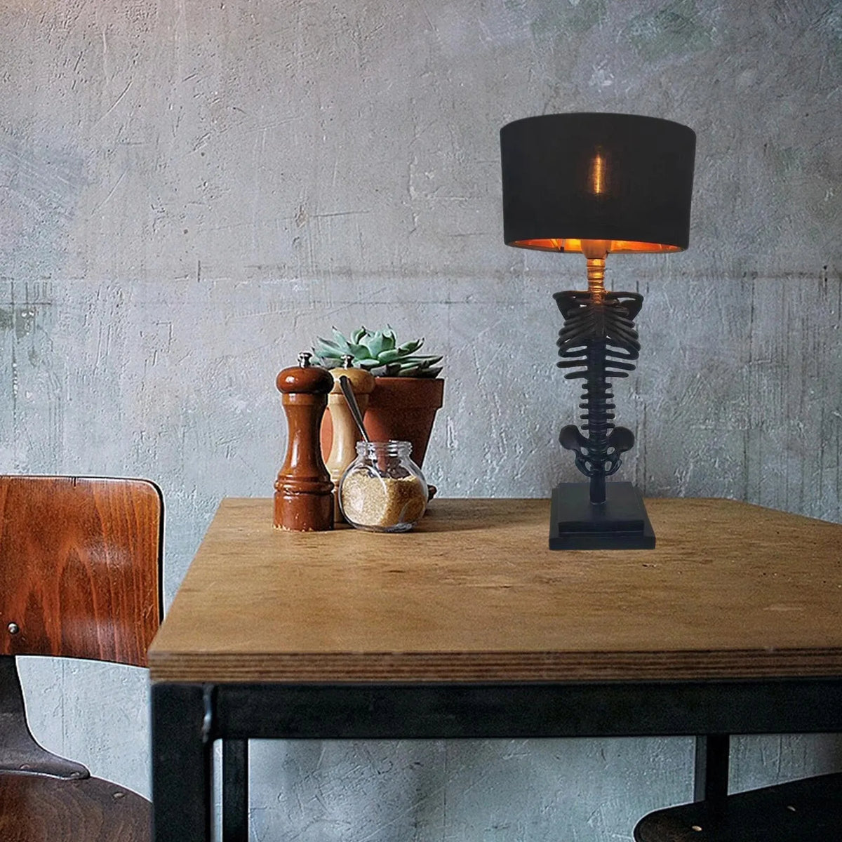 Handcrafted Gothic Skeleton Table Lamp