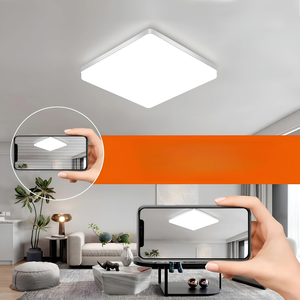 Square LED ceiling light – Even, Pleasant Light | SuitaMadigase for Living Room & Bathroom