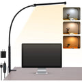 LED Desk Lamp with Light, Eye-friendly Clamp-On Lights for Home Office, 3 Modes 10 Brightness Levels, Long Flexible Goose Neck, Metal, Swing Arm Architect Desk Lamps with USB Adapter, White