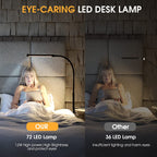 LED Desk Lamp with Light, Eye-friendly Clamp-On Lights for Home Office, 3 Modes 10 Brightness Levels, Long Flexible Goose Neck, Metal, Swing Arm Architect Desk Lamps with USB Adapter, White