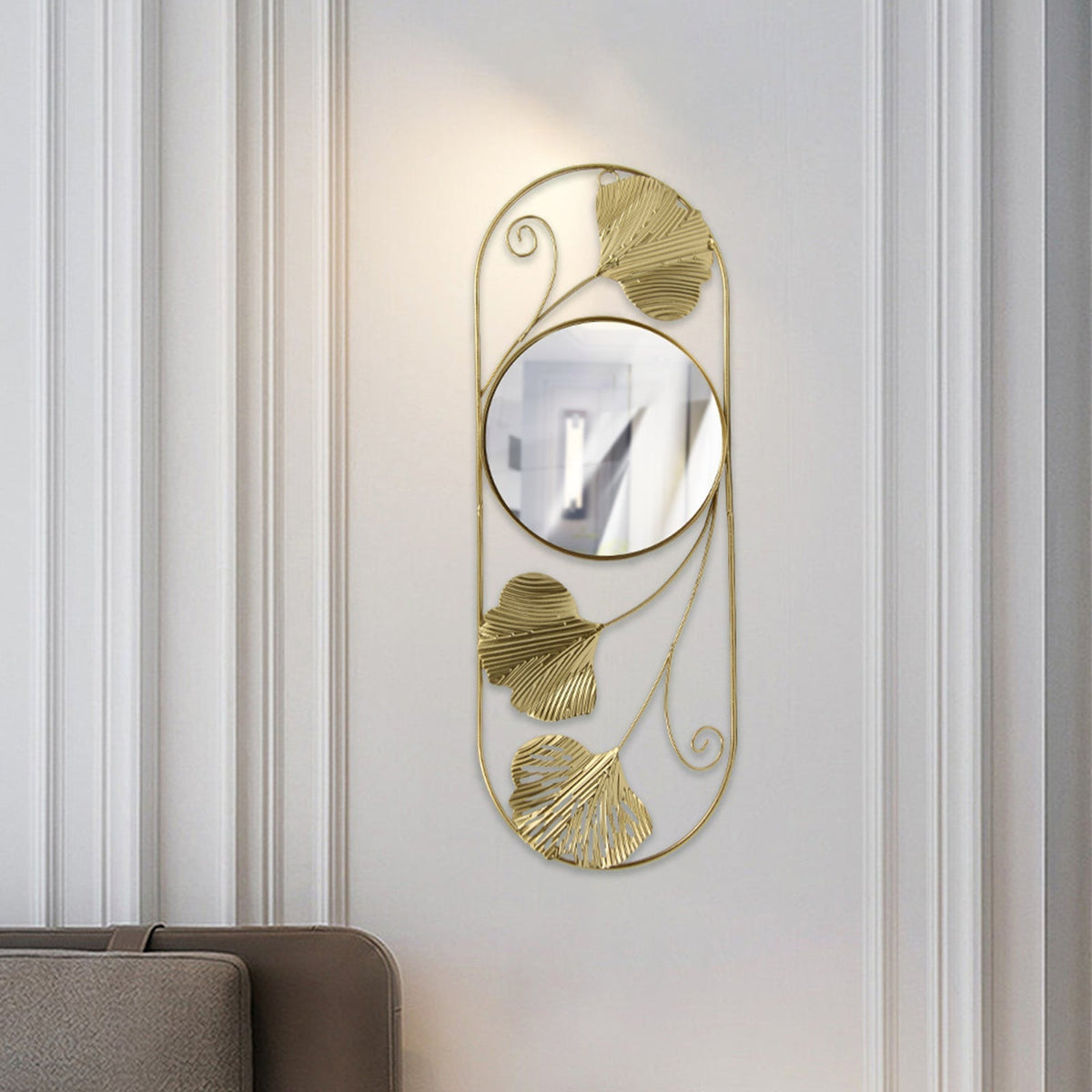 Madigas | Elegant Metal Ginkgo Leaf Wall Mirror