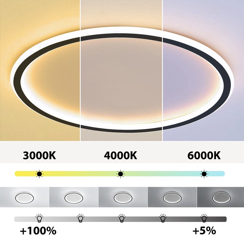 LunaNova - Modern LED ceiling light metal/acrylic for living and bedrooms, Madigas black/white design