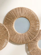 Madigas | Round decorative wall mirror in boho style with woven hemp rope
