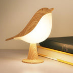Touch-Control Wood Bird Night Light - Rechargeable LED Desk Lamp