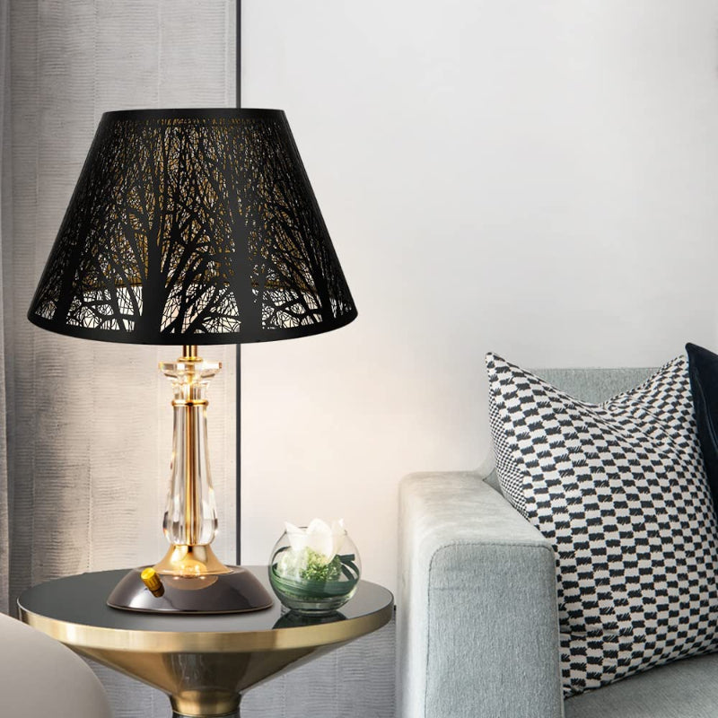 Medium lampshade, fabric lampshade for table lamp and floor lamp, 7x13x7.8 inches, naturally ventilated linen, handmade, spider (white)