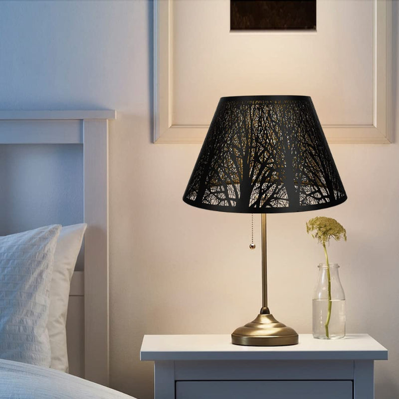 Medium lampshade, fabric lampshade for table lamp and floor lamp, 7x13x7.8 inches, naturally ventilated linen, handmade, spider (white)