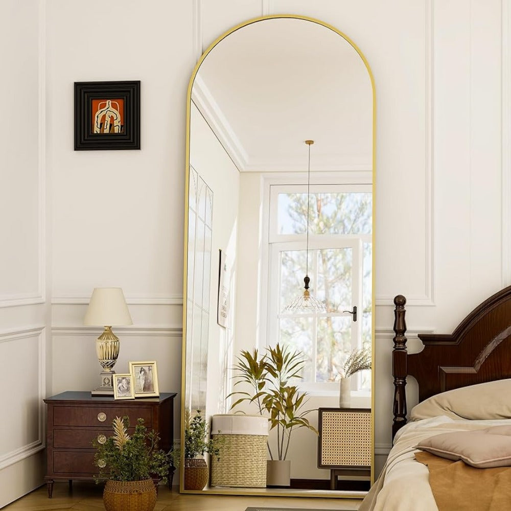 Madigas | Elegant Arched Full-Length Gold Mirror with High-Definition Aluminum Frame
