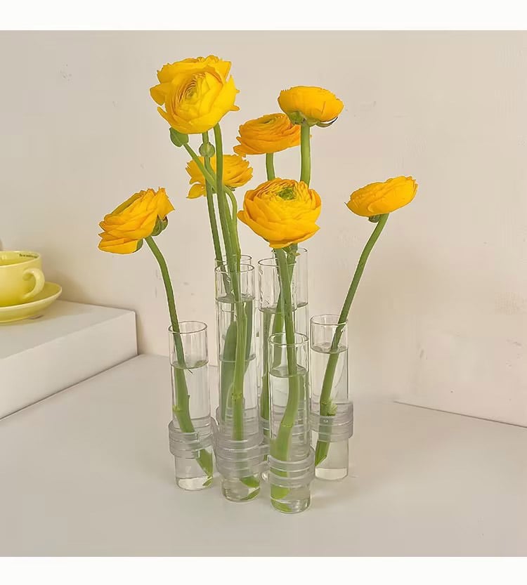 Flexible Flower Vases with Hinges Modern Glass Tube Vase