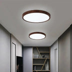 Modern circular ceiling light with adjustable LED light in warm walnut color for living room and bedroom