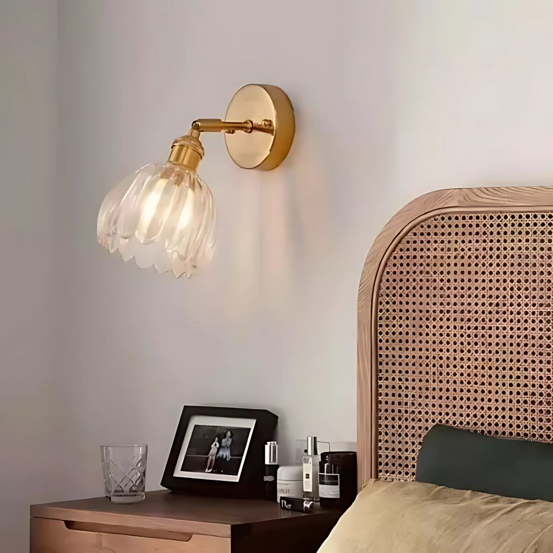 Vintage Glass Wall Lamps Flower Design