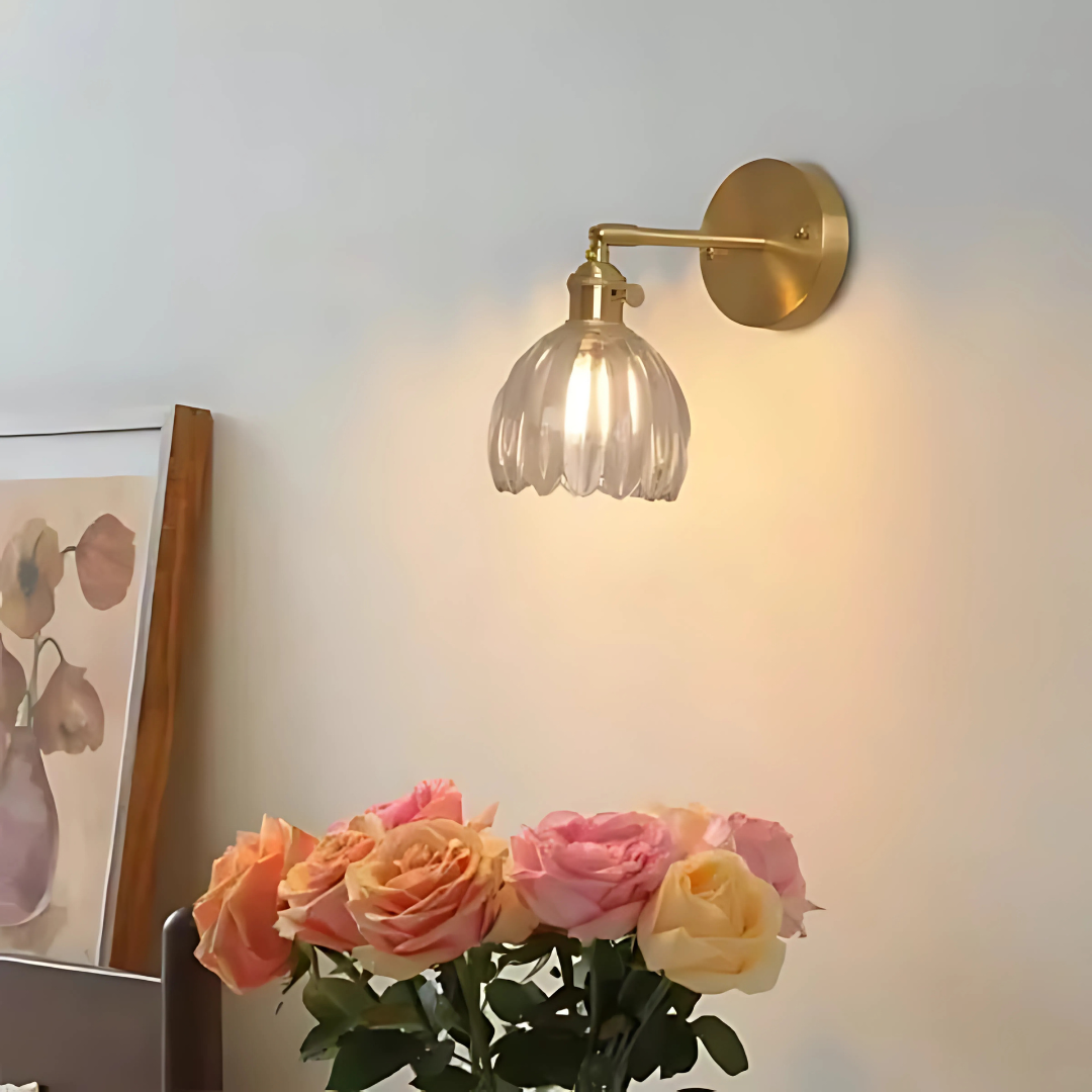 Vintage Glass Wall Lamps Flower Design