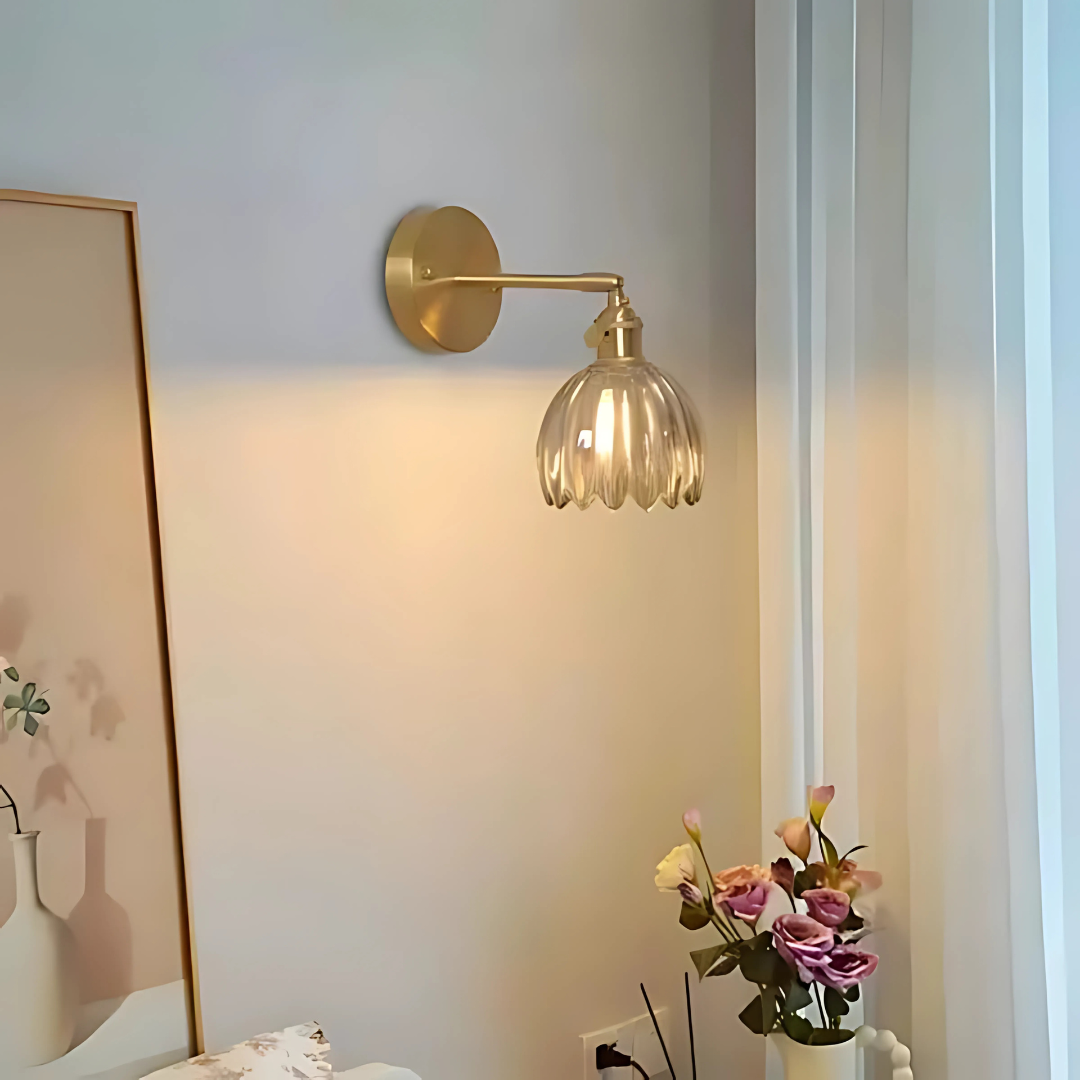 Vintage Glass Wall Lamps Flower Design