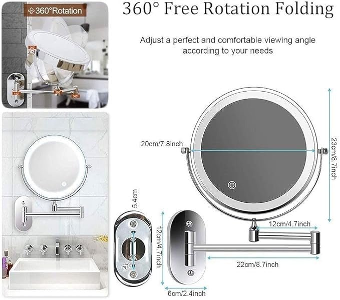 Madigas | LUMIVIEW – Rechargeable LED Magnifying Mirror with Touch Control