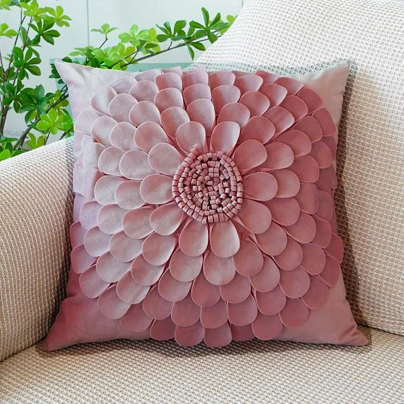 Pink Cushion Cover with Floral Pattern – Decorative Pillowcase for Living Room and Kids Room | Madigas