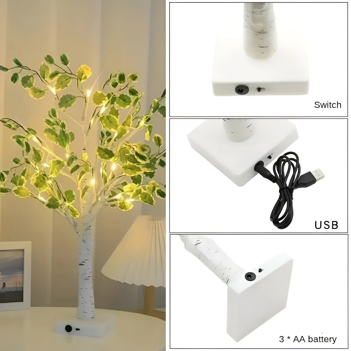 Magical BrightTree Table Lamp Elegant Tree Design with Warm LED Light