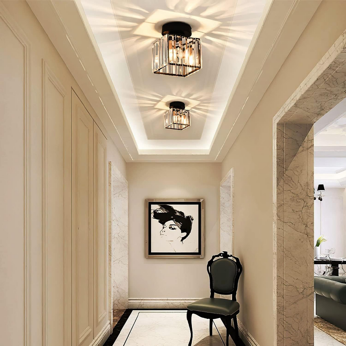 Modern Crystal Ceiling Light - CrystalGlow